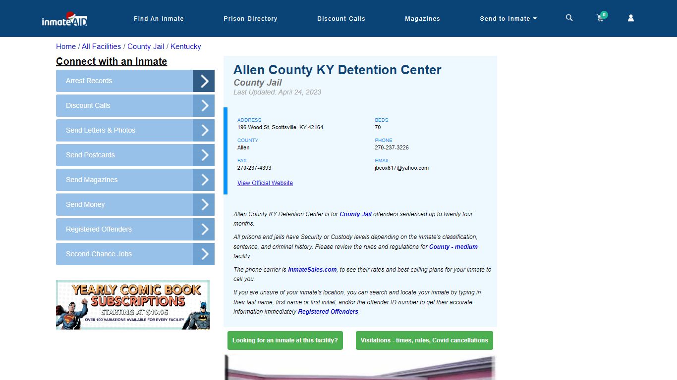 Allen County KY Detention Center - Inmate Locator - Scottsville, KY